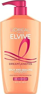L'Oreal Paris Elvive Dream Lengths Restoring Shampoo With Fine Castor Oil and Vitamins B3 and B5 for Long, Damaged Hair, Visibly Repairs Damage Without Weighdown With System, 28 Fl Ounce
