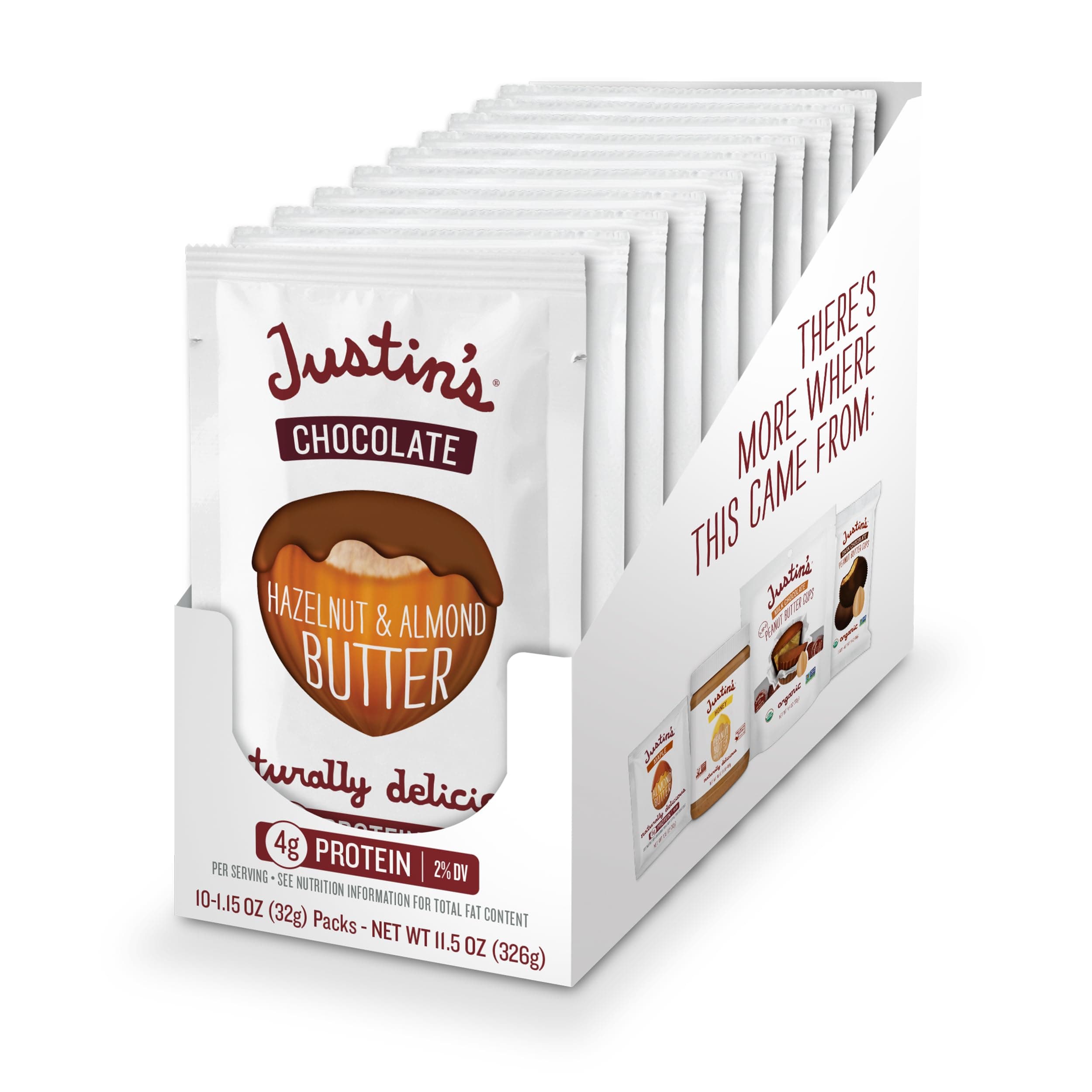 Justin'S Nut Butter - Hazelnut Squeeze Pack Chocolate 1.15 Oz.
