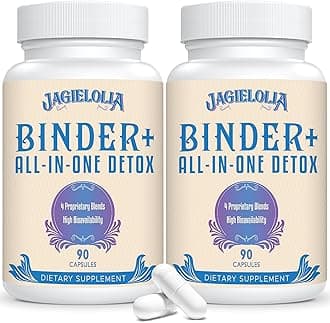 All-In-One Detox Binder Supplement 1500 MG - High Bioavailability, Liver Gut Detox Cleanse with Activated Charcoal, Zeolite & Bentonite Clay for Toxins, Liver, Digestive, 180 Vegan Capsules