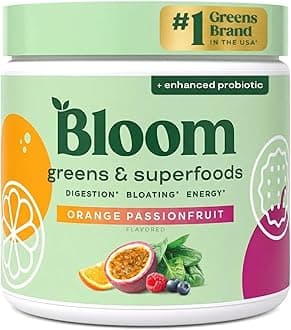 Superfood Greens Powder, Digestive Enzymes with Probiotics and Prebiotics, Gut Health, Bloating Relief for Women, Chlorella, Juice Mix w/Beet Root Powder, 30 SVG, Orange Passionfruit