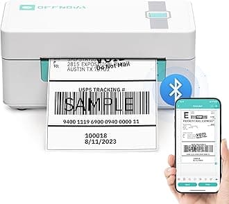OFFNOVA Shipping Label Printer, Bluetooth Thermal Label Printer 4x6 for Small Business and Shipping Packages, Supports Windows Mac iOS Android, Works with USPS Ebay Shopify Etsy