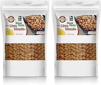 Eat Soya SOYA Nuts Healthy Roasted Namkeen and Snacks Crunchy and Tasty, Delicious l Diet Food l Keto Snacks l Healthy Snacks l Lime Masala 200g (Pack of 2,400g)