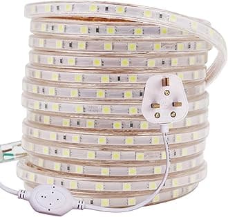 5m LED Strips Lights Blue, 220V- 240V Ribbon SMD 5050 60leds/m Rope Lighting, IP65 Waterproof, No Self Adhesive, DIY Home Kitchen Bar Decking Holiday Christmas Indoor Decoration