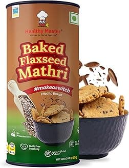 - Healthy Master Baked Wheat Mathri (Flax Seed) 250g | No Maida | No Palm Oil | Crispy Crunchy Healthy Snack | 100% Wheat | Namkeen Mathi (Pack of 1)