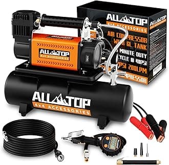ALL-TOP Air Compressor with 6L Tank Kit,12V Portable Inflator & Oil-Free Stee...