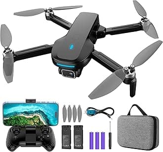 Drone with Camera, 1080P HD FPV Drone with Brushless Motor, One Key Take Off/Landing, Altitude Hold, Gesture Selfie, 3D Flips, 2 Batteries, Drones for Kids Beginners