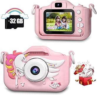 CIMELR Kids Camera Toys for 3 4 5 6 7 8 9 10 11 12 Years Old Boys/Girls, Kids Digital Camera for Toddler with Video, Birthday Festival for Kids, Selfie Camera for Child, 32GB TF Card