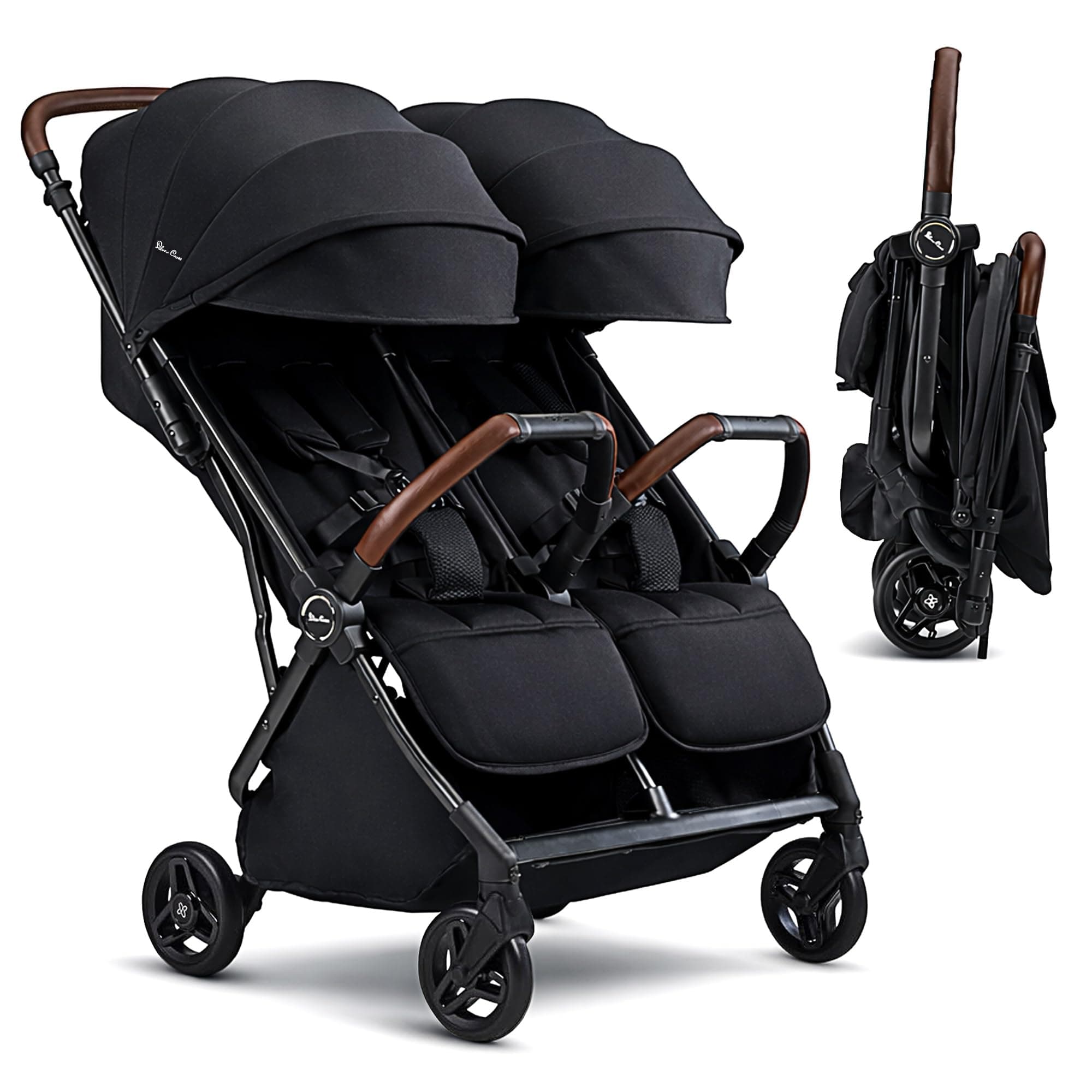 Silver Cross Jet Double - Full Size Side by Side Double Infant & Toddler Stroller - Lightweight, Compact & Easy to Fold, with All-Terrain Wheels – Disney Park Approved, Space Black