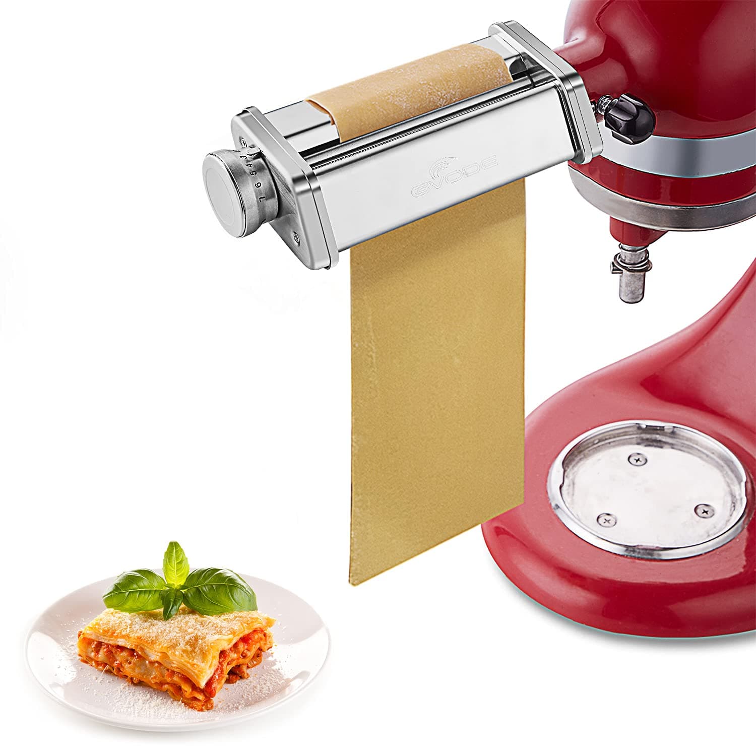 Pasta Roller Attachment for KitchenAid Stand Mixer, Pasta Roller KitchenAid Attachment, Stainless steel Pasta Roller Machine with 8 Adjustable Thickness Knob by Gvode
