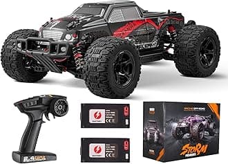 VEVOR 1:10 Large RC Car Remote Control Truck with Lights, All Terrain 4WD Off-Road Monster Truck 38 km/h High Speed with 45° Wheelie and 2 Batteries, Hobby Racing Car - Xmas Gift for Adults Boys IPX4
