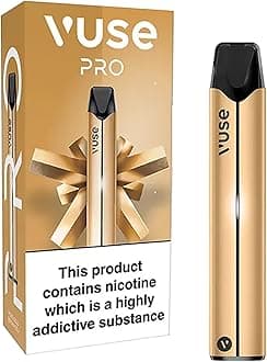 Pro Vape Kit, Slim Design, Fast Charging, Splash-Resistant, reusable, rechargeable, refillable, compatible with Vuse ePod 2 pods (Sold Separately), Gold