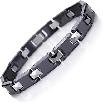Urban Jewelry Men’s Tungsten & Ceramic Bracelets – Black & Gold or Black & Silver – Scratch-Resistant, Secure Snap-Lock, Gift-Ready, 8.66 Inch, Tungsten Carbide; Ceramic, no gemstone