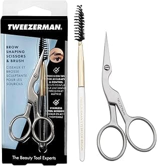 Eyebrow Shaping Kit, Brow Scissors and Brush, Professional Stainless Steel Mini Scissors, (Pack of 2)