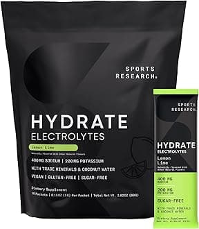 Hydrate Electrolytes Powder Packets - Sugar-Free & Naturally Flavored with Vitamins, Minerals, and Coconut Water - Supports Hydration - 16 Packets - Lemon Lime
