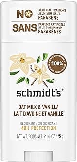 Aluminum-Free Vegan Deodorant Vanilla & Oat Milk with 24 Hour Odor Protection, for Women and Men, Natural Ingredients, Cruelty-Free, 2.65 oz