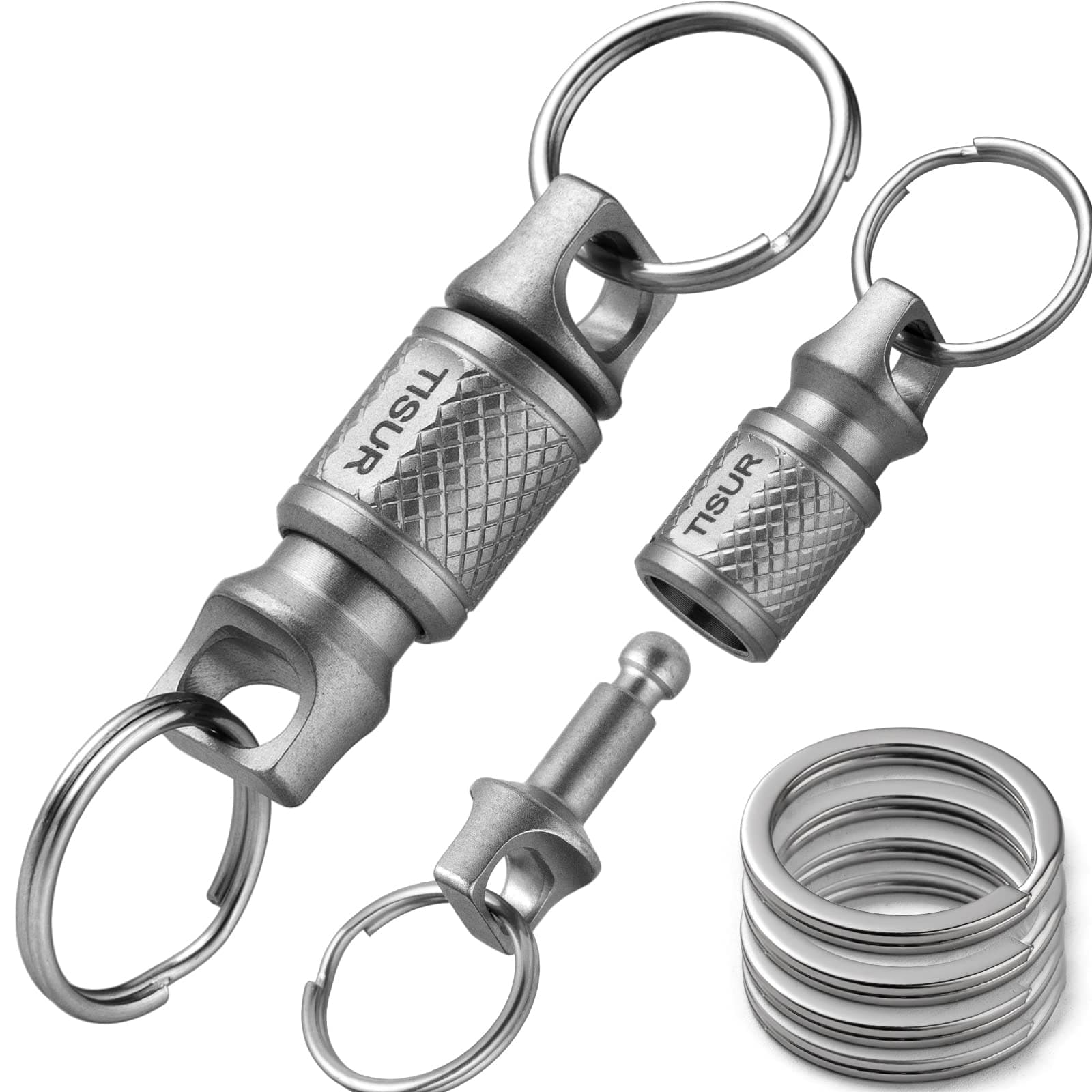 Titanium Quick Release Keychain, Retractable Key Chain Detachable Keychain Clip,Pull Apart Key Rings for Men Women