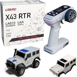 LDARC RC Crawler 1/43 RTR Mini 4WD RC Rock Truck 2.4Ghz Hobby Grade RC Car Model Mini RC Buggy with DIY White Body (X43-Grey)