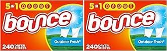 Bounce Dryer Sheets, Outdoor Fresh, 480 Count | Static Control | Wrinkle Fighters | 2 Packs of 240