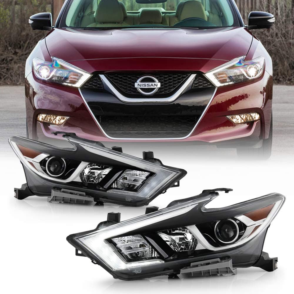For [Halogen model] 2016-2018 Maxima S|SL|SV OE LED DRL Projector Headlights Headlamps Assembly Pair Left+Right