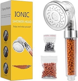 MagichomeShower Head Filter with Chrome Finished Shower Panel, High Pressure Water Saving 3 Modes Adjustable Hard Water Showerhead for Low Water Pressure Contains Additional Replaceable Stone