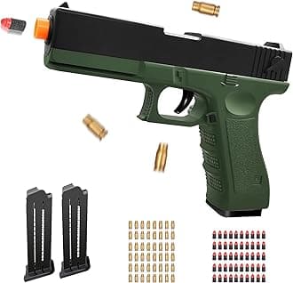 Zanktony Soft Bullet Toy Gun Shell Ejecting for Boys, Realistic Toy Pistol with 2 Clips, 50 Foam Bullets & 48 Shells, Ideal Christmas Birthday Gift