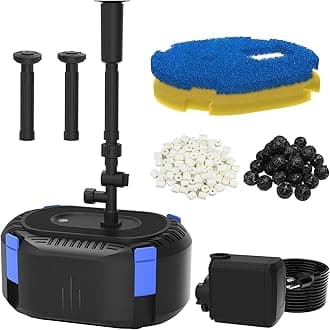 AquaMiracle All-in-One Koi Pond Filters for Outdoor Ponds 500-750 Gal, Pond Fountain Pump with 3 Spray Patterns, Fountain Kit with 850GPH Water Pump for Garden, Water Feature, Bird Baths