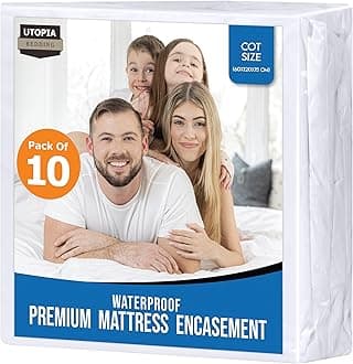 Utopia Bedding Premium Waterproof Mattress Encasement Cot Size (60 x 120 x 15 cm) Pack of 10, Zippered Mattress Protector, Bed Bug and Dust Mite Proof Mattress Cover, White