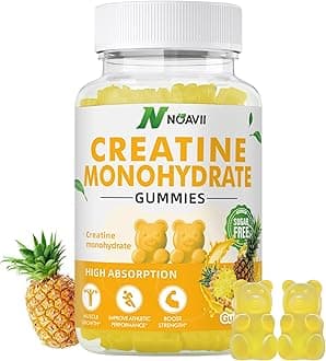 Creatine Monohydrate Gummies 5000mg for Men & Women, Chewables Creatine Monohydrate for Muscle Strength, Muscle Builder, Energy Boost, Pre-Workout Supplement(90 Count)-Pineapple