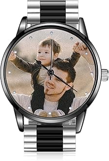 Personalized Photo Watch for Men Custom Engraved Name Picture Watch Stainless Steel Wrist Watch Unique Gift for Dad, Husband
