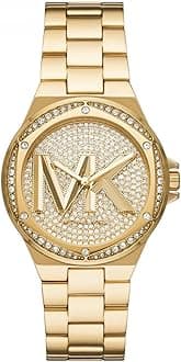 Watch for Women Lennox Three-Hand, Stainless Steel Watch with a stainless steel strap, 33mm case size, Gold Tone and Glitter, 37MM, bracelet