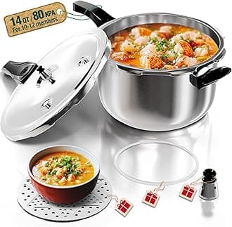 WantJoin Stainless Steel Pressure Cooker, Spring Valve Safeguard Devices, Gas Stove Eletric Stove Cooking (14qt)