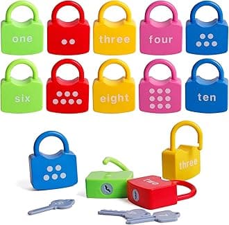 Kids Learning Locks with Keys 123 Dots Educational Preschool 2 to 4 Years Numbers Matching & Counting Montessori Colorful Toys 3 to 5 Years Boys and Girls Preschool Games Gifts