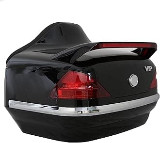 ECOTRIC40L Universal Motorcycle Tour Pack Trunk W/Tail Light & Backrest Compatible with Harley Davidson Honda Yamaha Suzuki Vulcan Luggage Top Case Tail Trunk Box w/Back Pad Black