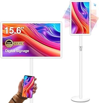 15.6" Digital Signage Display 10000 mAh Capacitive Touch Screen Advertising Display with Wireless Screen Mirroring, All in One LCD Screen HDMI-in with Android 11(4+64GB)