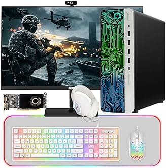 HP G3 Gaming Desktop PC, Intel Core i7 6th Gen, AMD RX 550 Graphics, 32GB RAM, 240GB SSD + 3TB HDD, MTG New 24 Inch Monitor, Gaming Kit Webcam, WiFi, Windows 11 (Renewed)