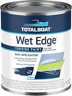 Wet Edge Topside Marine Paint Premium Polyurethane Coating for Boats, RVs, Exterior Trim, Fiberglass, Metal, and Wood (Flag Blue, Quart)