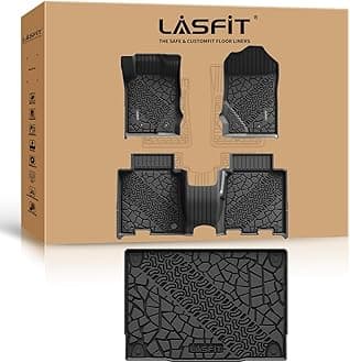 LASFIT Floor Mats & Cargo Liner for Ford Bronco 4-Door Carpet Floor Only 2026 2025 2024 2023 2022 2021 All Weather TPE SUV Trunk Mat Custom Fit Cargo Area Mat, 1st+2nd Row+Trunk Liner Full Set