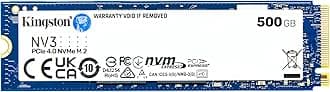 Kingston Technology Kingston SSD NV3 500GB PCIe Gen 4.0 x4 up to 5,000MB/s M.2 2280 NVMe 5 Year Warranty SNV3S/500G