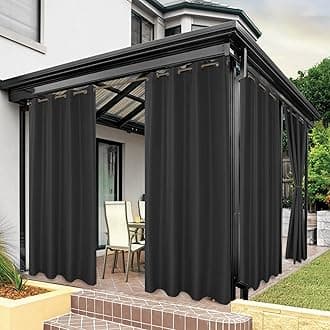 BONZER Outdoor Waterproof Curtains for Patio Privacy Grommet Sunlight Blocking Outside Curtains for Gazebo, Porch, Pergola, Pavilion, 1 Panel, 84W x 95L inch, Charcoal