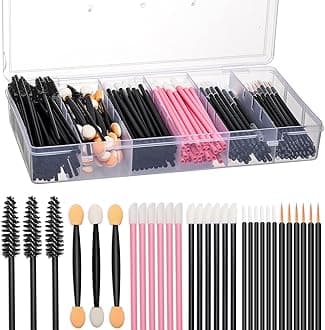 300pcs Disposable Makeup Tool Kit,Brow brush/Mascara brush/Lip Applicators/Eyeshadow applicators/Eye liner brush,JASSINS Makeup Disposable Accessories With Organizer Box