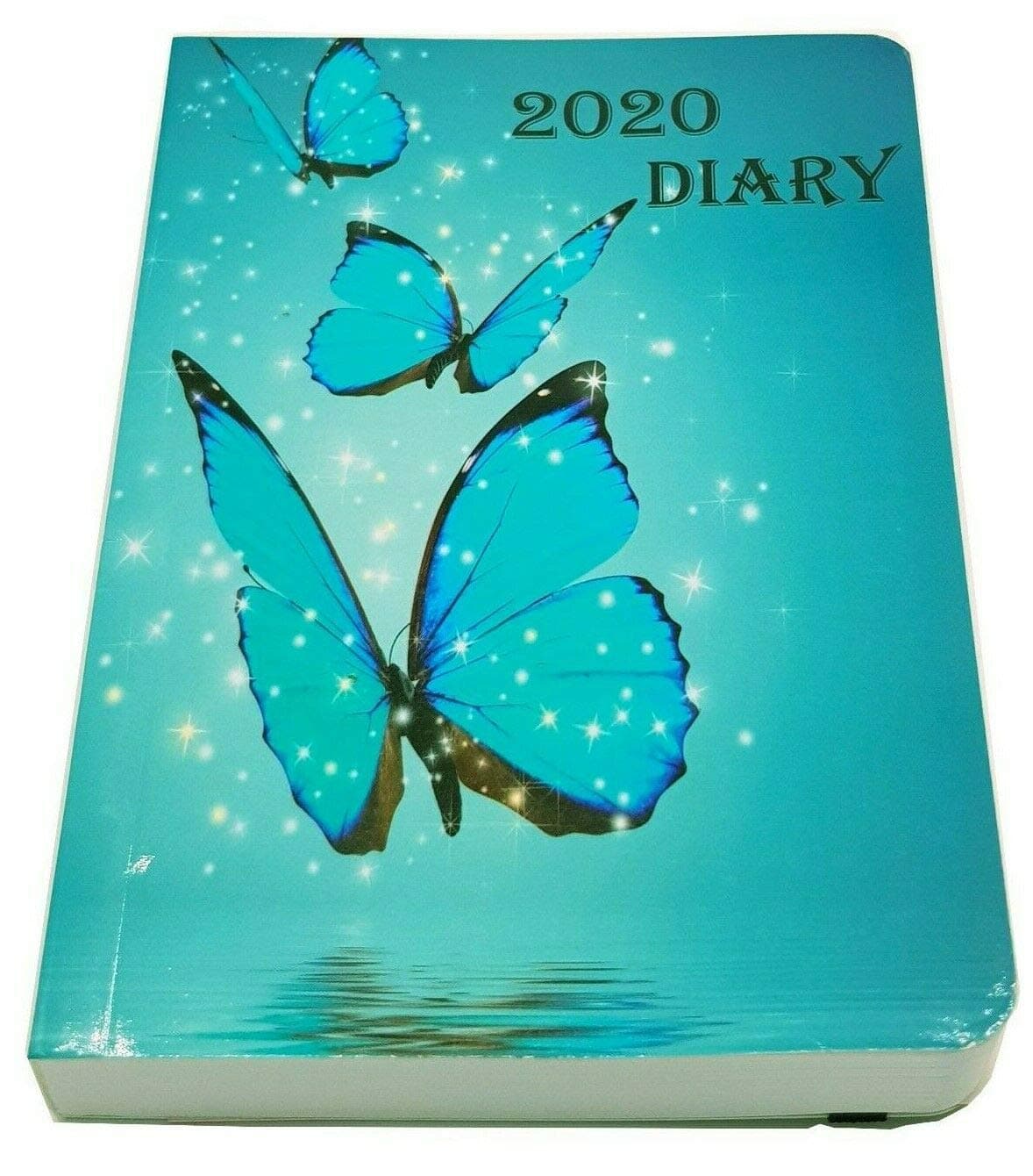 2020 Diary A6 Day a Page Full Page Sat/Sun Gloss Cover Pocket Planner Journal (Blue Butterflies)