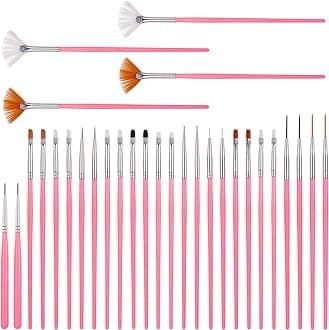 30 PCS Food Safe Paint Brushes, Food Pain, Pastry Brush Baking Brush, Baking Decorating Tools Cookie Brushes DIY Tool Set Cake Decorating Painting Tool Icing Pastry Brush(Pink)