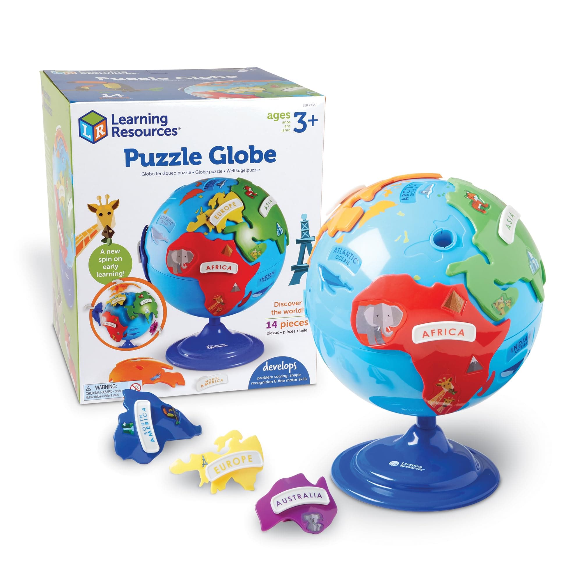 Learning Resources Puzzle Globe Educational & Interactive Learning Map World Globe Kids Spinning Globe STEM Gifts 3 4 5 6 7 Year Old Kids Boys & Girls