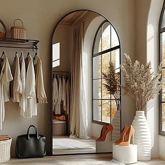 Full Length Mirror with Stand, 41"x81" Floor Mirror Freestanding, Arched Wall Mirror, Oversized, Wall Mounted Mirror for Bedroom(Black)