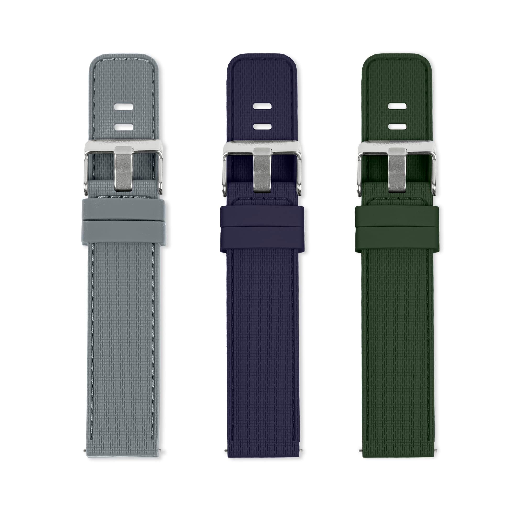 20mm Interchangeable Smart Watch Grey, Blue & Green Strap Set
