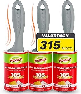 4X Extra Sticky Lint Roller for Pet Hair, Lint Rollers 315 Sheets Mega Value Set, Pet Hair Remover with 3 Upgraded Handle 3 Rollers, Portable Lint Remover for Clothes, Furniture, Dog & Cat Hair