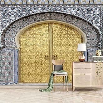 Mural Wallpaper Modern Minimalist 3D Golden Arches Decorative Background Wall Wallpaper Living Room Peel and Stick Wall Photo Removable Wall Art Wall Posters 400(W) x 280(H) cm