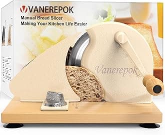 Manual Bread Slicer for Homemade Sourdough Bread Versatile Hand Crank Bread Slicer for Sourdough Crusty Bread Etc Stainless Steel Slicers Adjustable Width for Homemade & Commercial Use