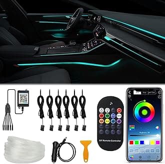 6 in 1 Car LED Strip Lights, RGB Car Interior Lights with 315 inches Fiber Optic, Remote and APP Control, 16 Million Colors Ambient Lighting Kits, Music Neon Light Accessories for Car Inside