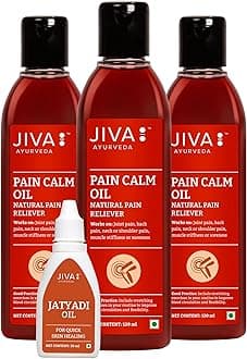Jiva Pain Calm Oil 120ml With Free Jatyadi Oil 20 ml | 100% Ayurvedic Formula | Blend Of 5 Ayurvedic Oils | Relieves Muscle & Joint Pain | Controls Swelling & Joint Inflammation (Pack of 3)